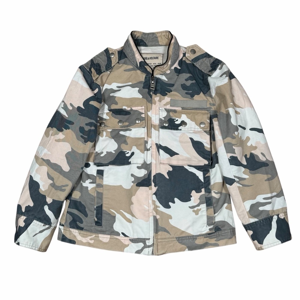 ZADIG & VOLTAIRE Kavy Camou Jacket Military Camouflage Women's Sz XS, Multicolor